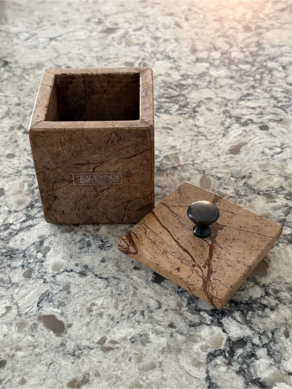Brown Marble Decorative Box with Lid Tradewinds